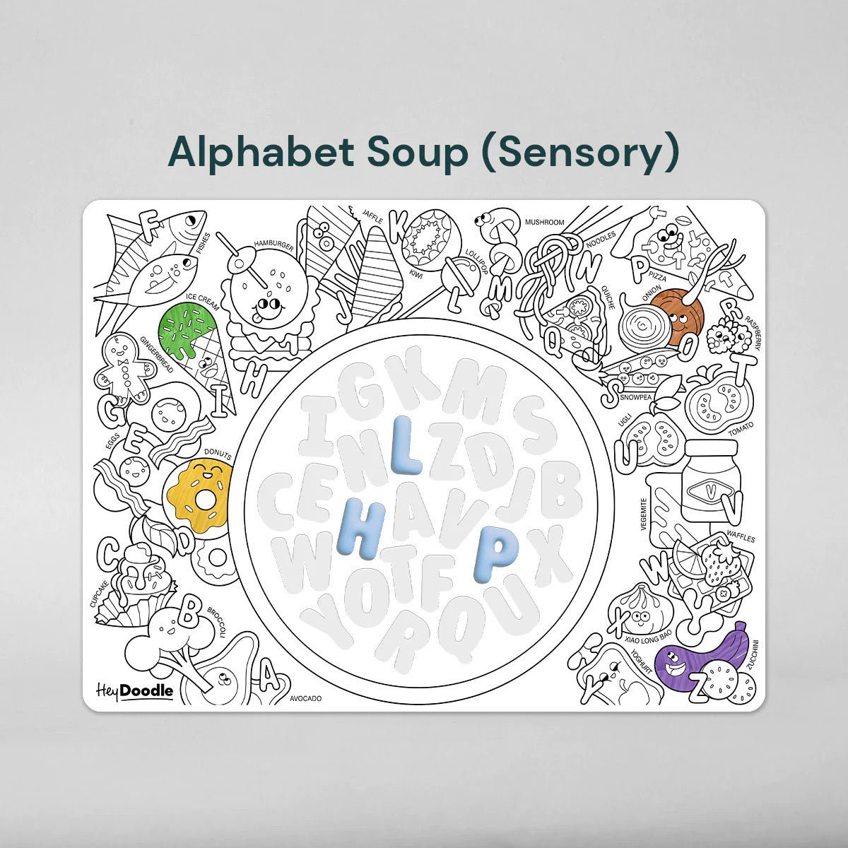 Hey Doodle - Reusable Sensory Mat - Alphabet Soup