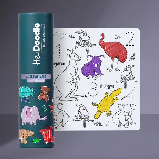Hey Doodle - Reusable Colouring Mini Mat - Aussie Animals