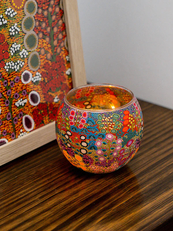 Aboriginal Wild Flowers Tealight Candle Holder