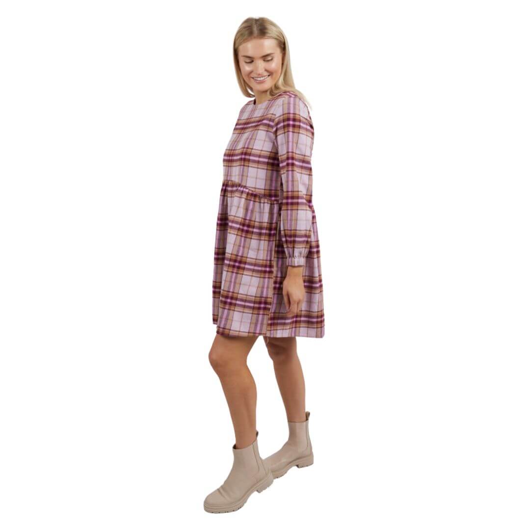 a luxe soft brushed cotton blend and features a beautiful wine coloured check in a mid length style.