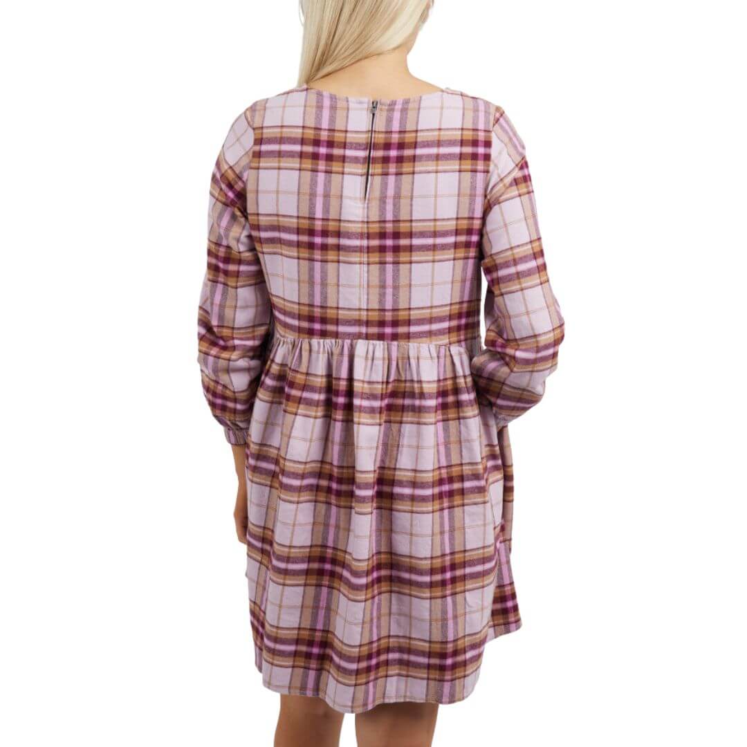 a luxe soft brushed cotton blend and features a beautiful wine coloured check in a mid length style.