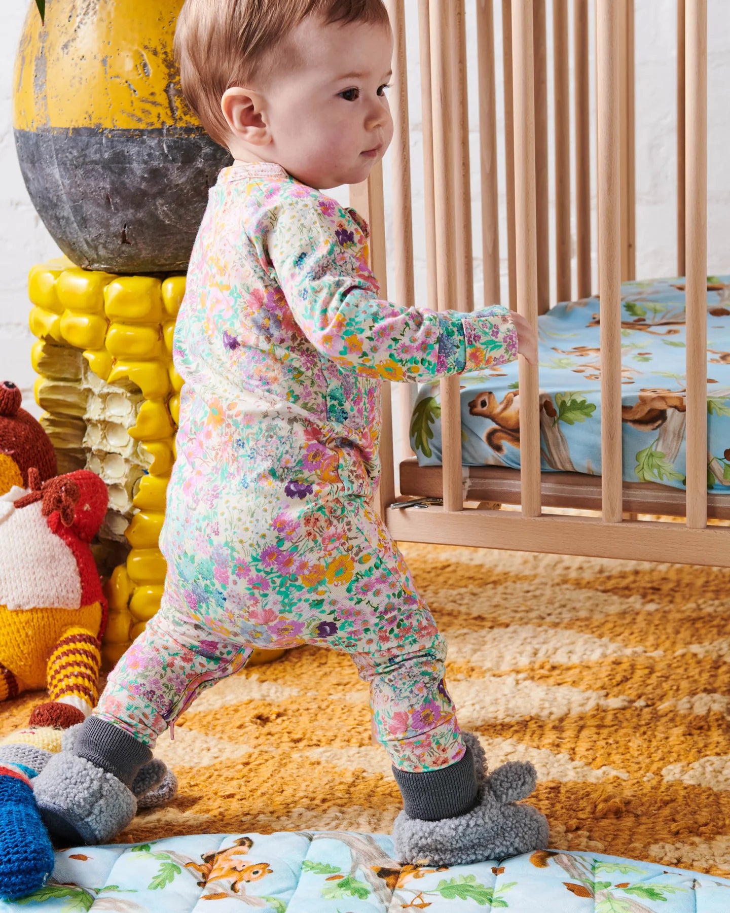 Little Bit Ditsy Organic Long Sleeve Zip Romper