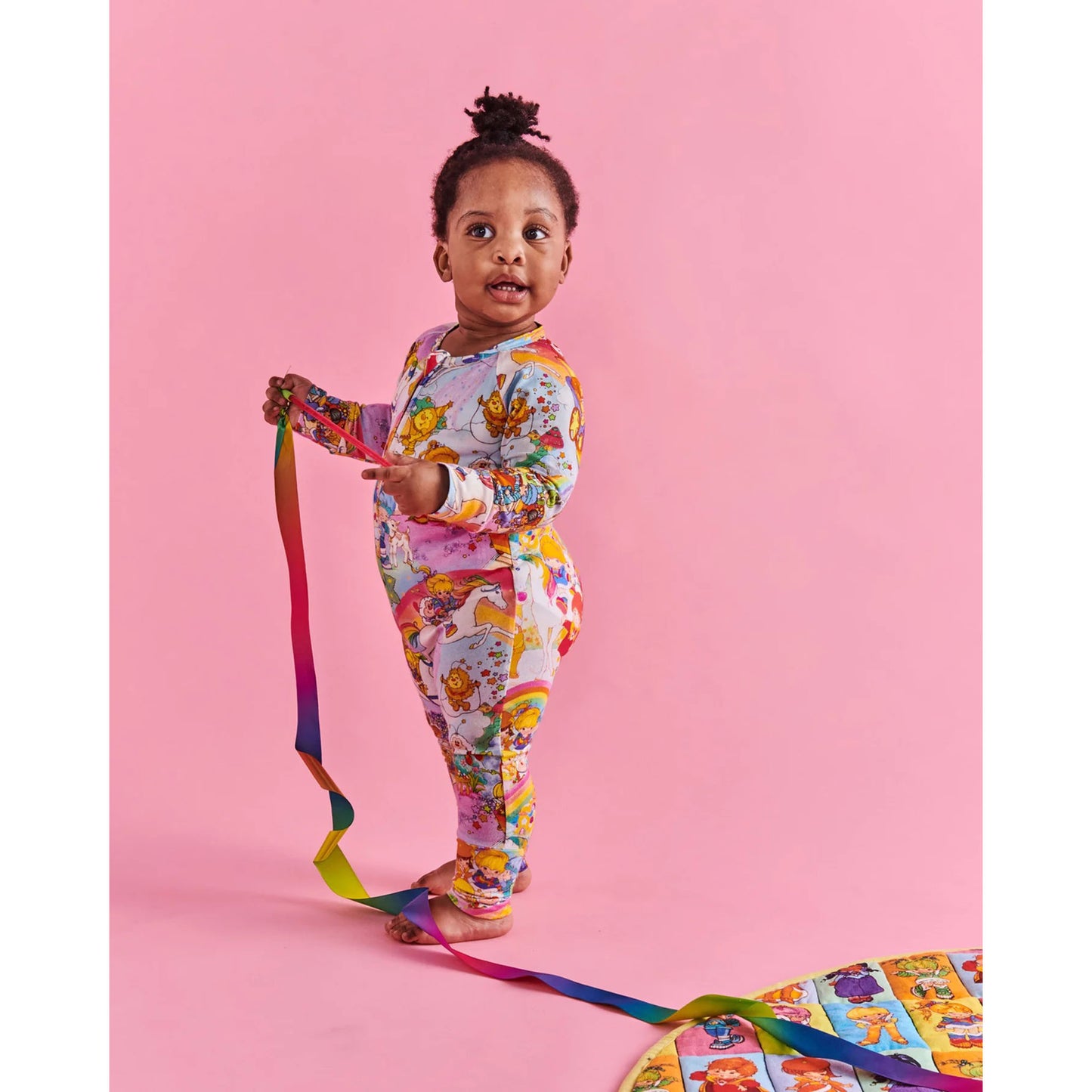 Kip & Co x Rainbow Brite Brite Side Organic Long Sleeve Zip Romper