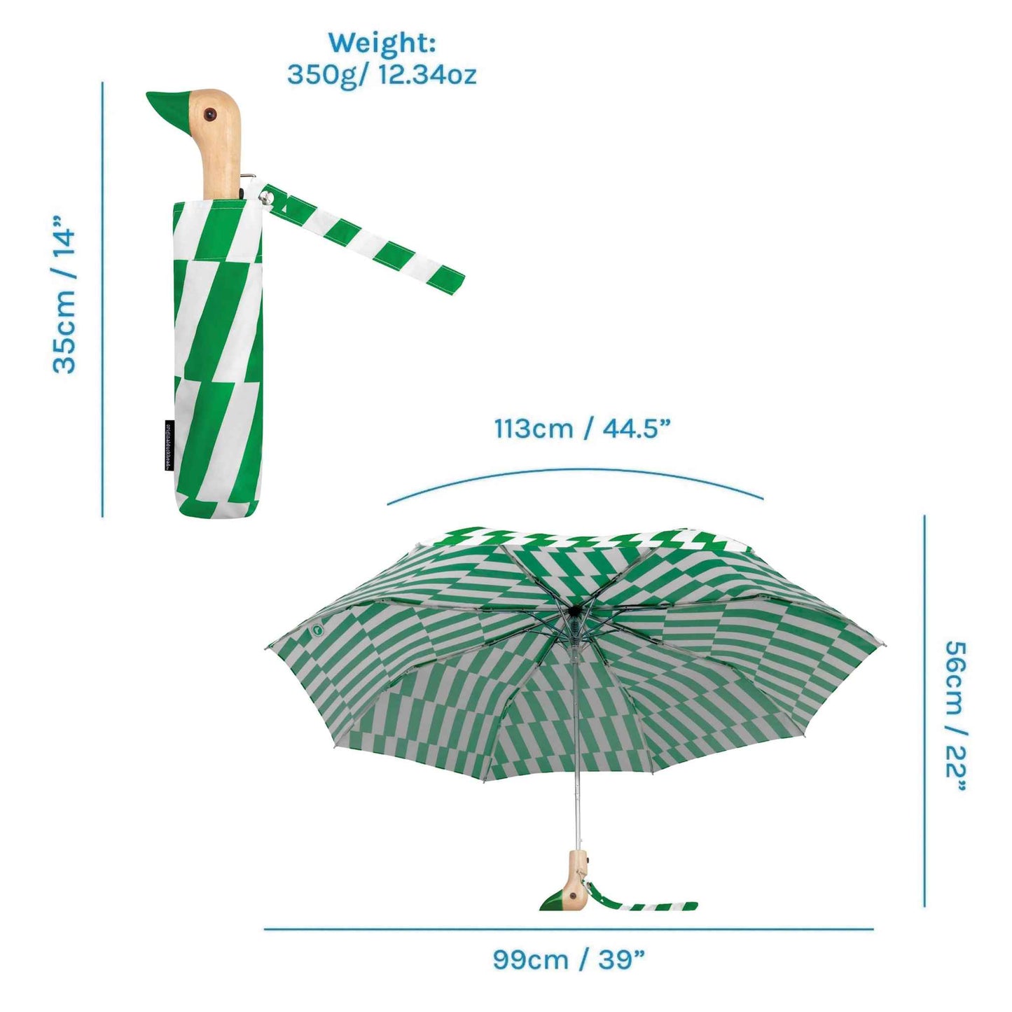 Compact Duck Umbrella - Kelly Bars Print