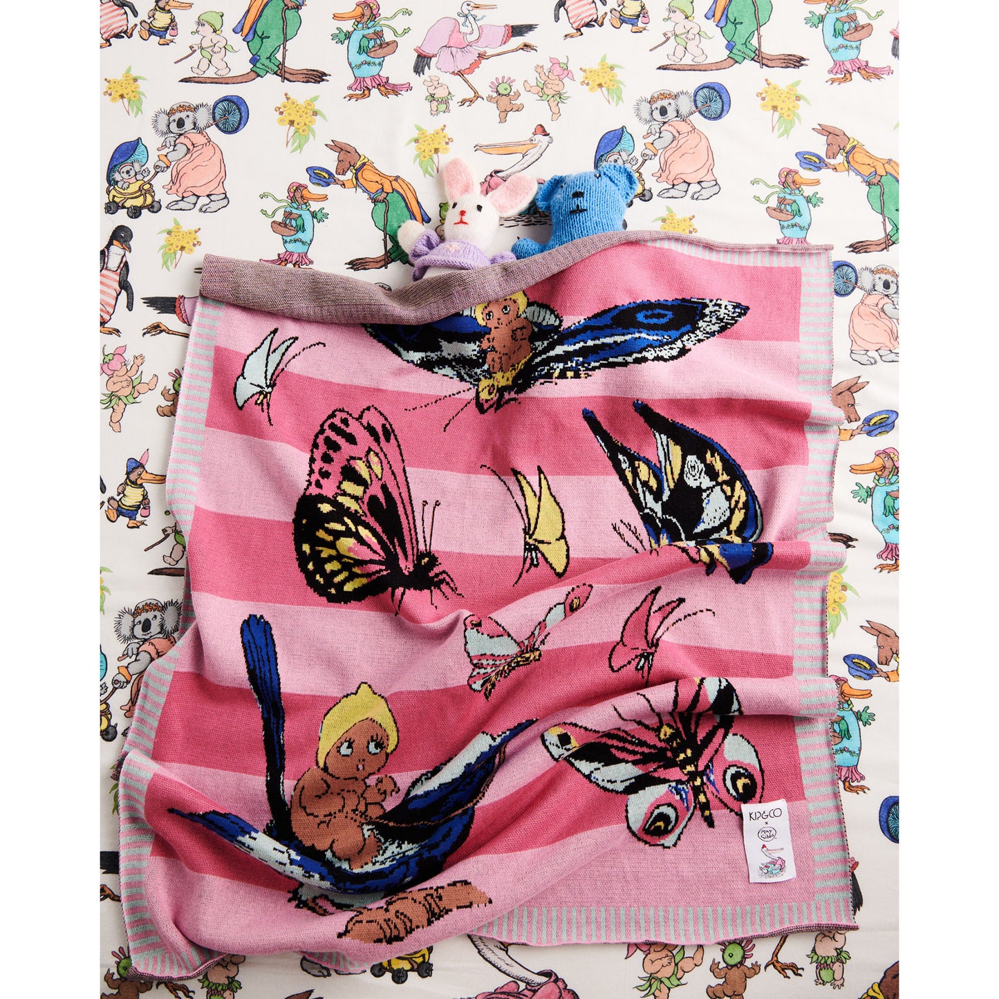 Kip&Co x May Gibbs Fly Baby Cotton Knitted Blanket