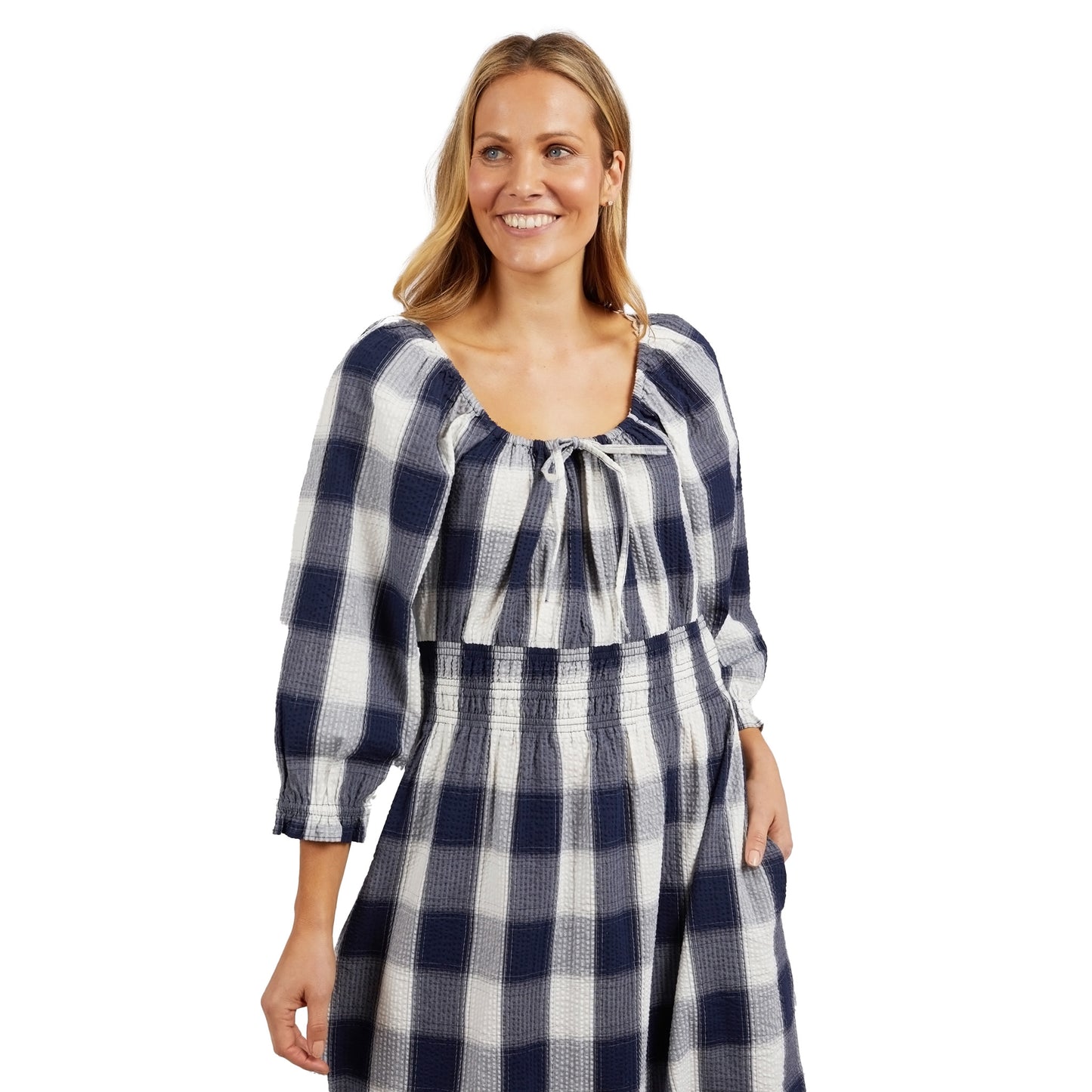 Cedar Check Dress - Navy