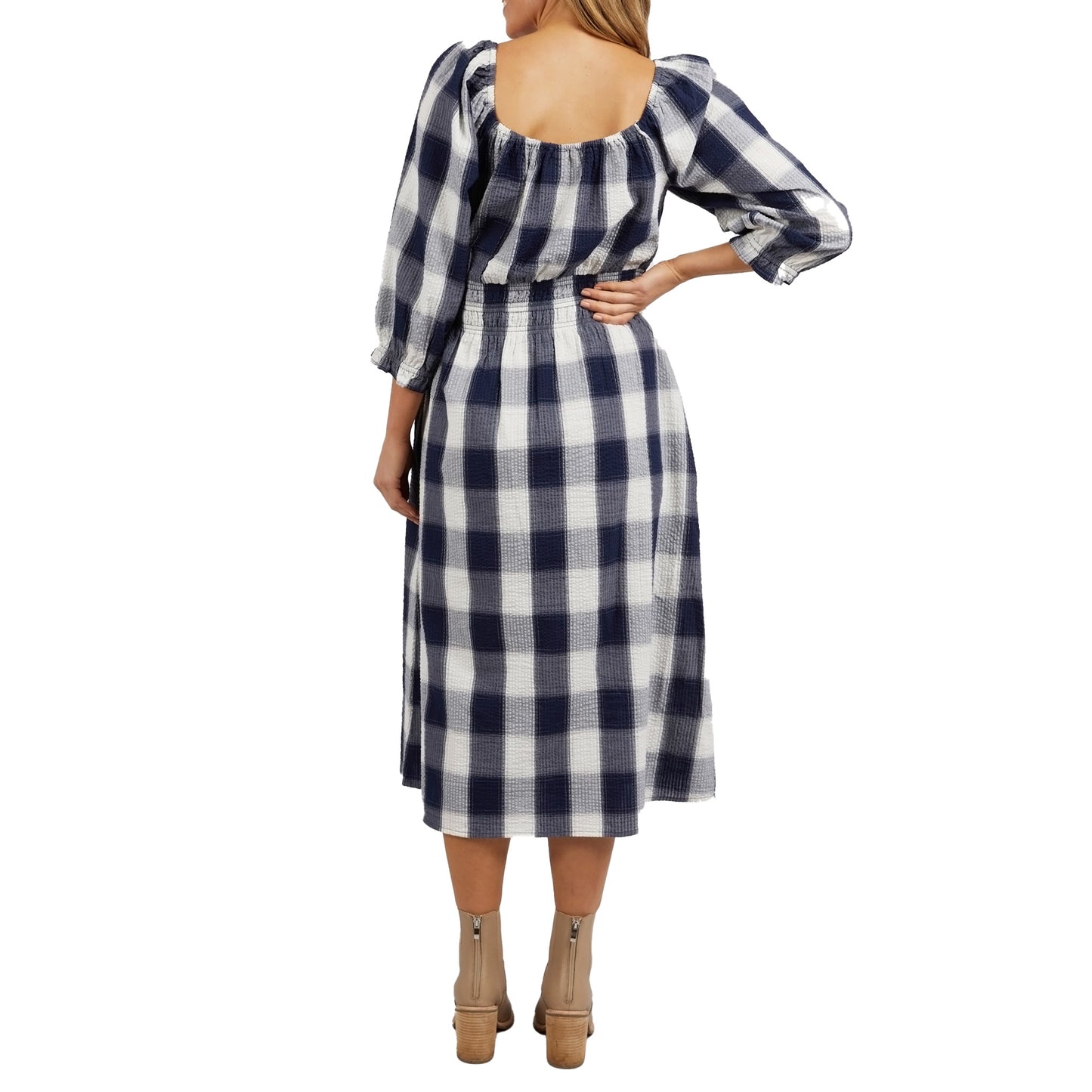 Cedar Check Dress - Navy