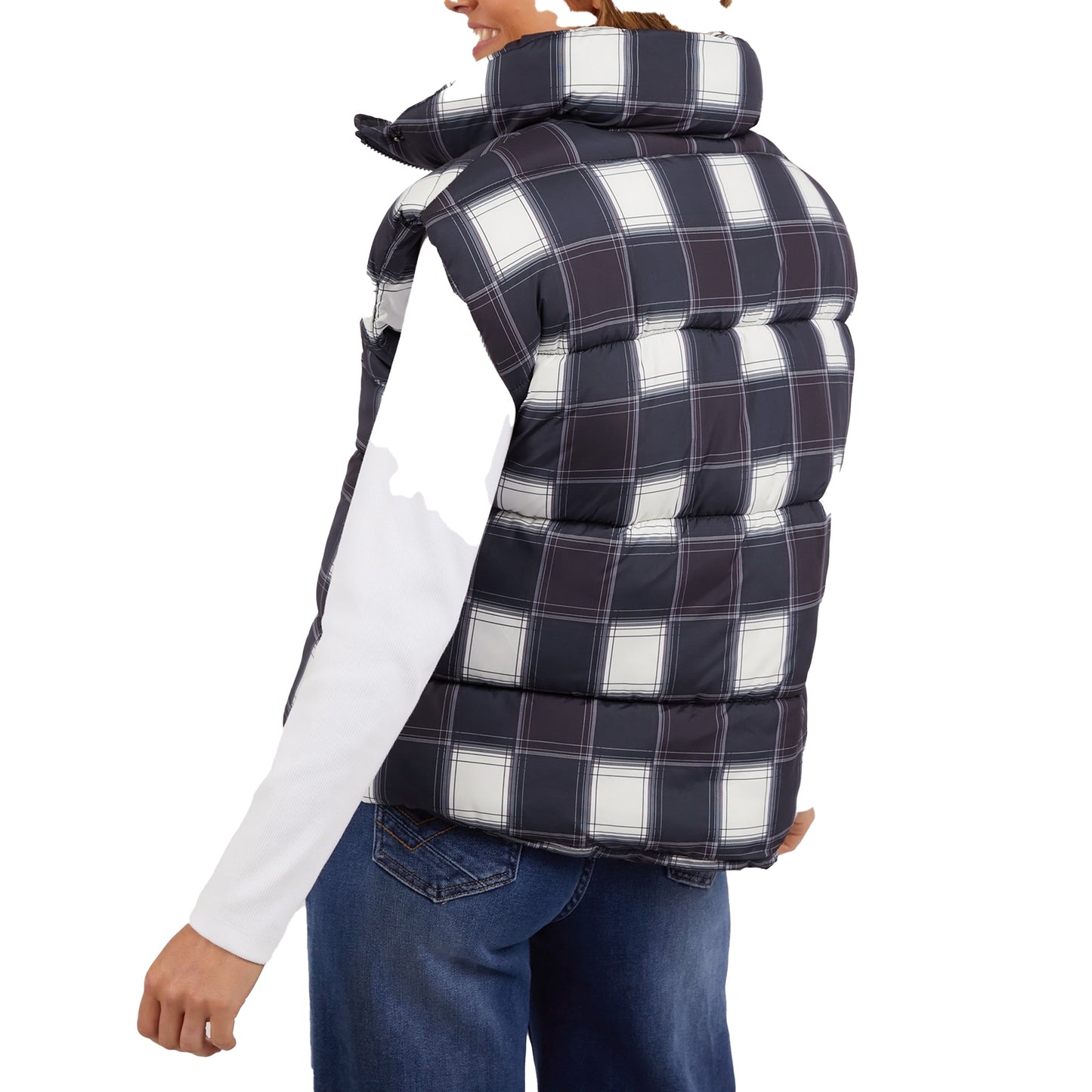 Cedar Check Puffer Vest - Navy