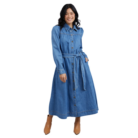 Lucinda Denim Shirt Dress - Mid Blue Wash
