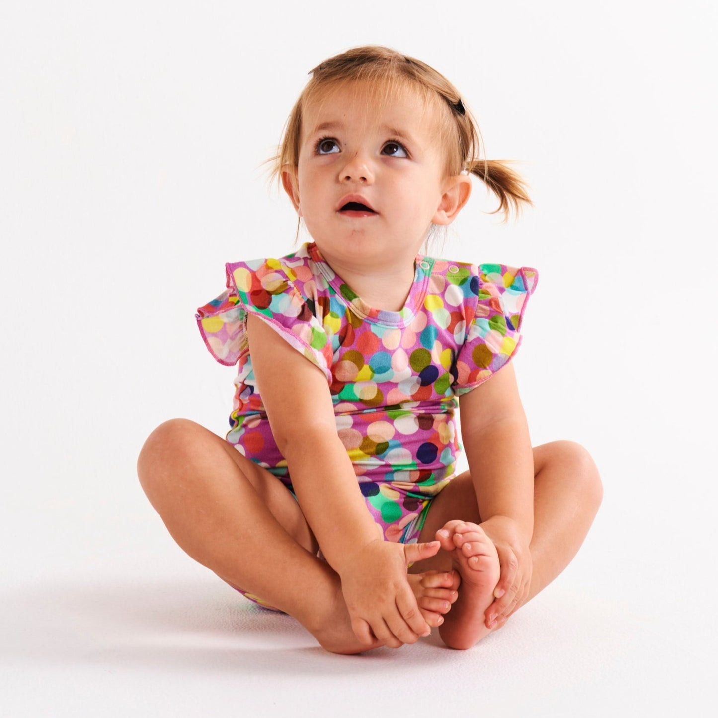 Confetti Pink Organic Short Sleeve Frill Romper