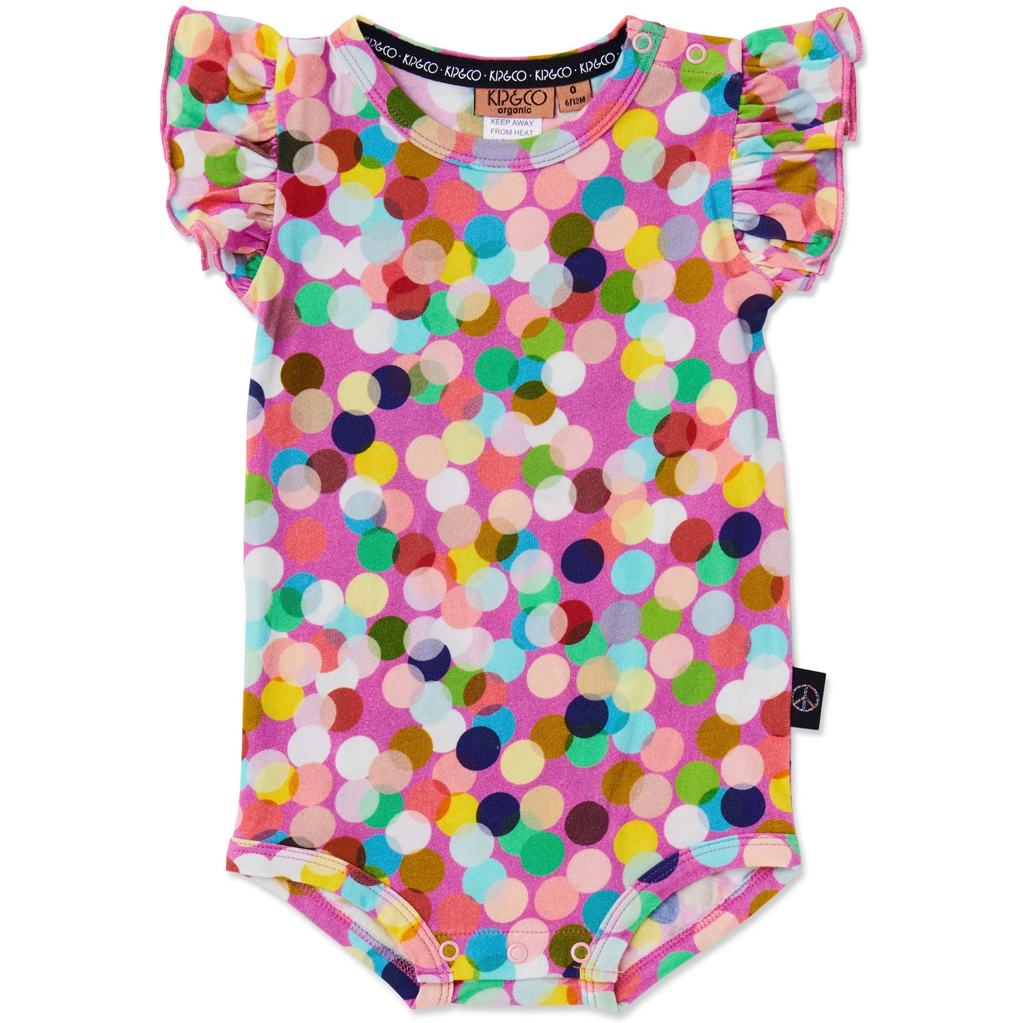 Confetti Pink Organic Short Sleeve Frill Romper