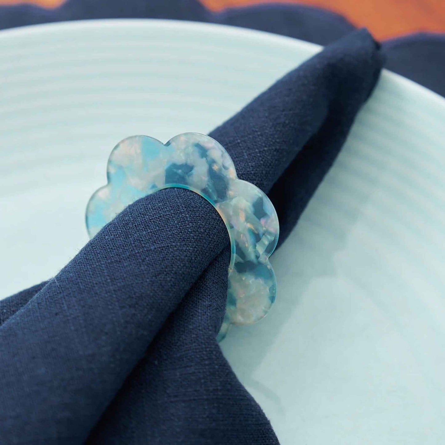 Blue Cloud Napkin Rings - Set of 4