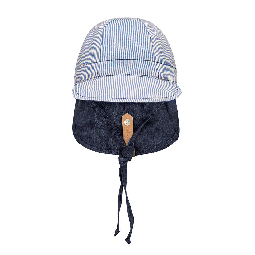 'Lounger' Baby Reversible Flap Sun Hat - Charlie / Indigo