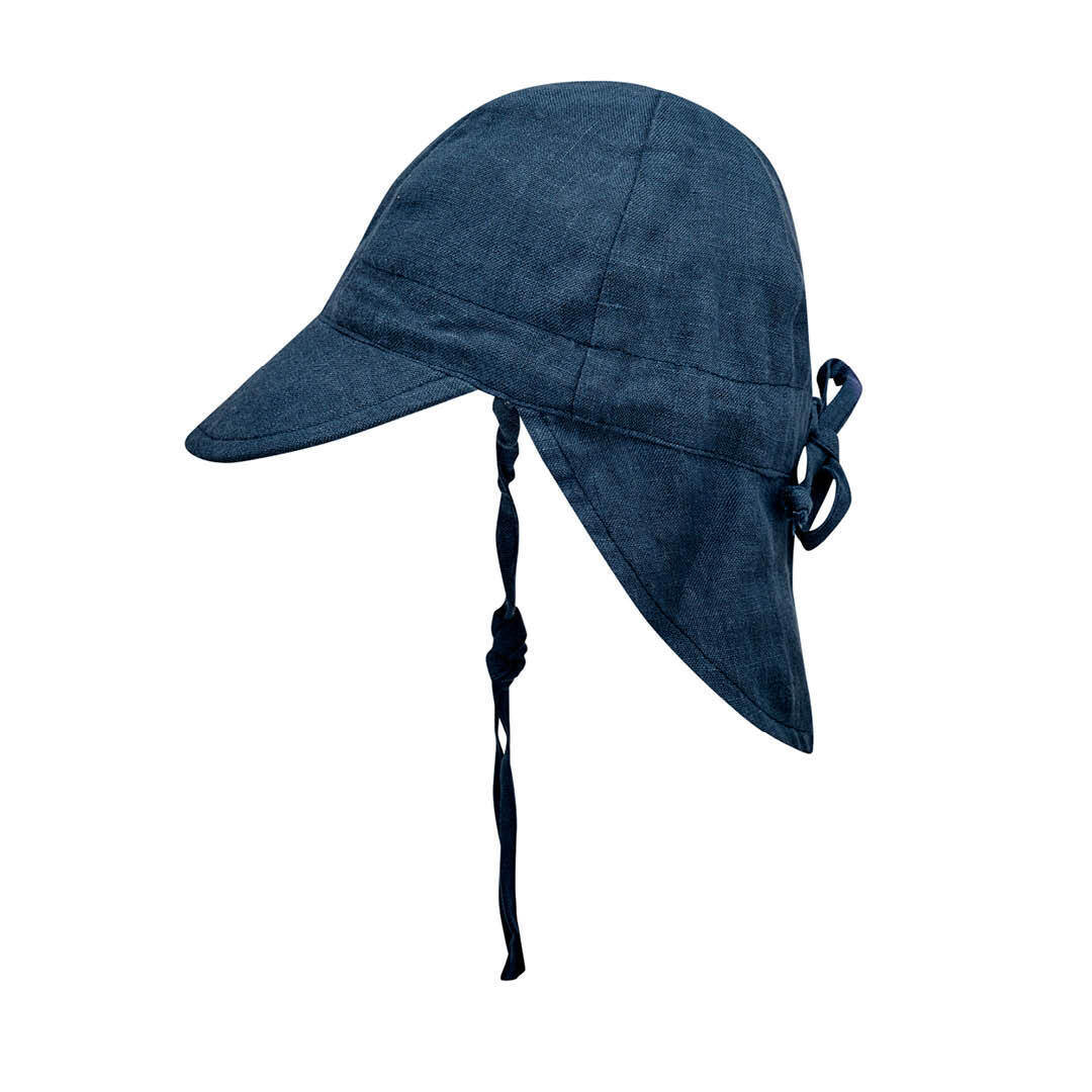 'Lounger' Baby Reversible Flap Sun Hat - Charlie / Indigo