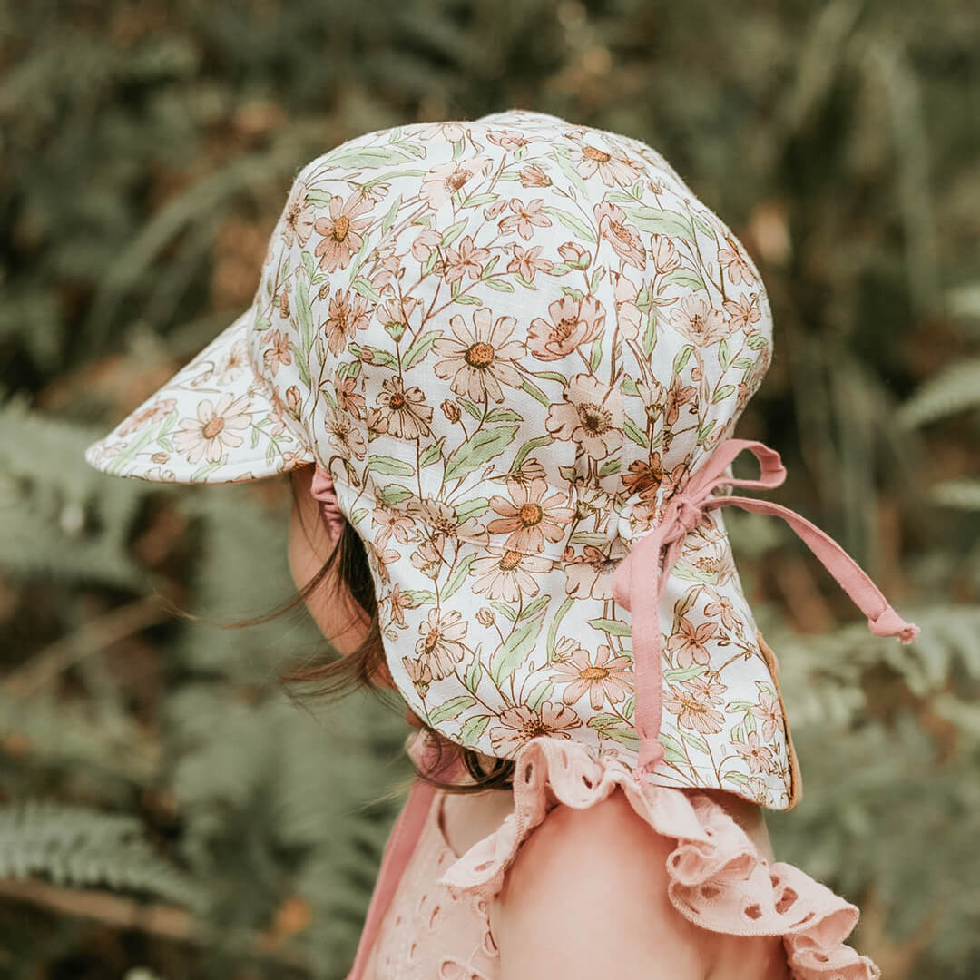 'Lounger' Baby Reversible Flap Sun Hat - Poppy / Rosa