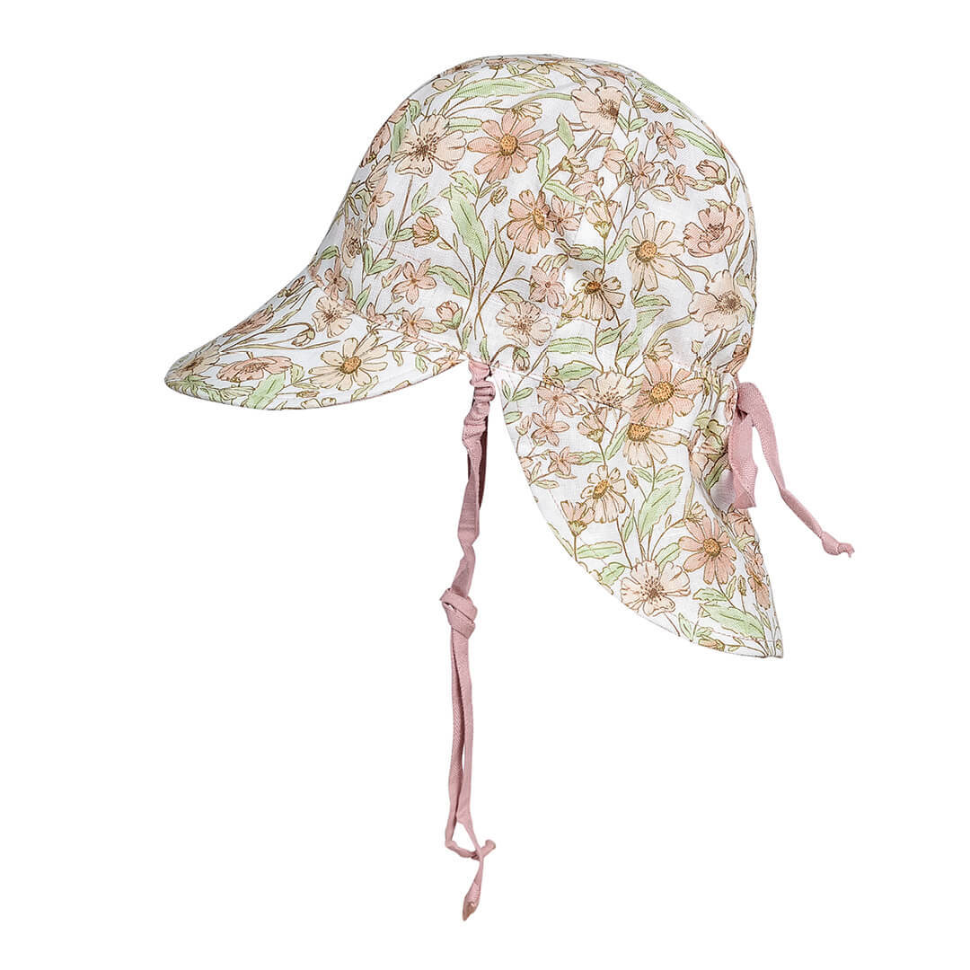 'Lounger' Baby Reversible Flap Sun Hat - Poppy / Rosa