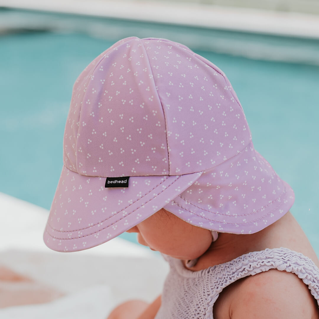 Kids Swim Legionnaire Flap Beach Hat - Lila