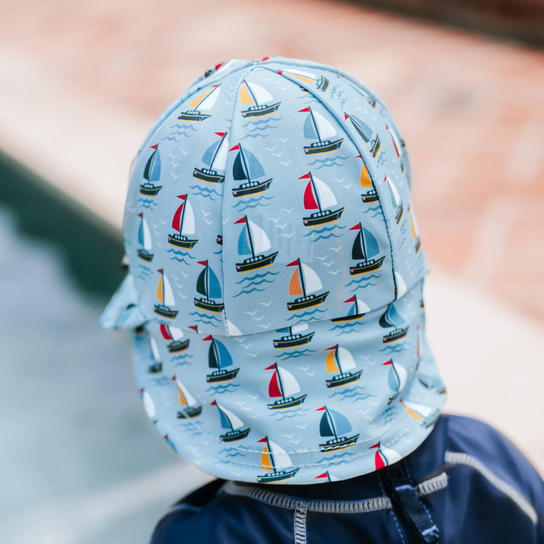 Kids Swim Legionnaire Flap Beach Hat - Sails