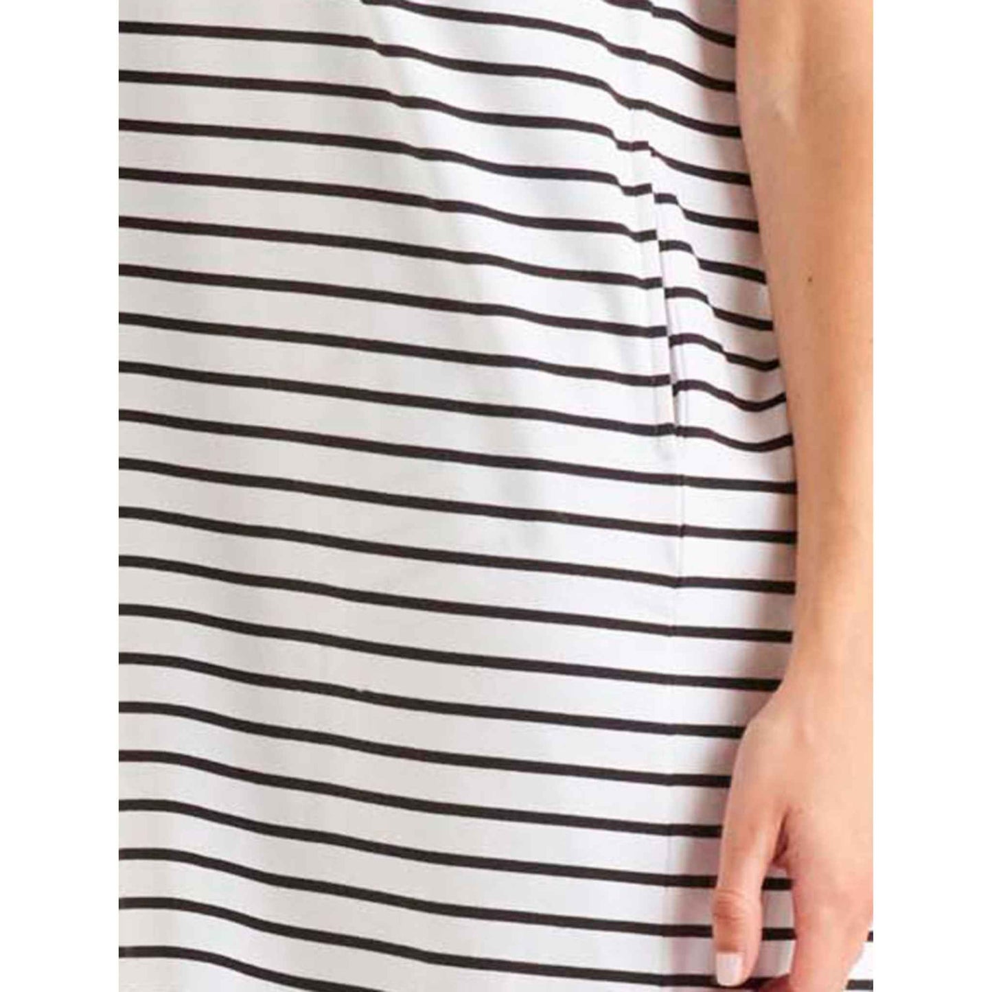 Zena T-Shirt Dress - White/Black Stripe