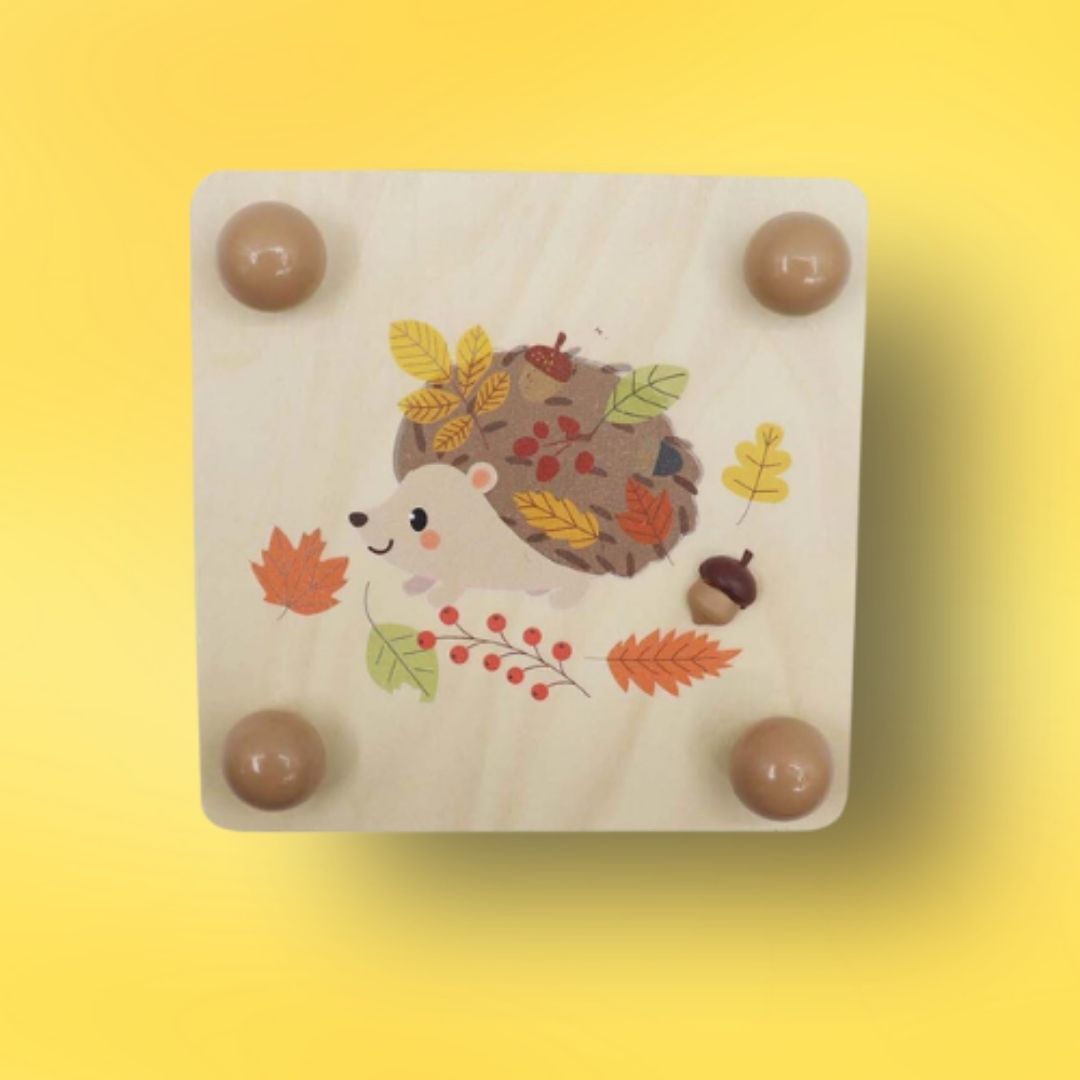 Wooden Flower Press featuring either a cute hedgehog or bluebird print. Made from timber and cardboard the calm & breezy flower press is a great way to enjoy nature with the little ones