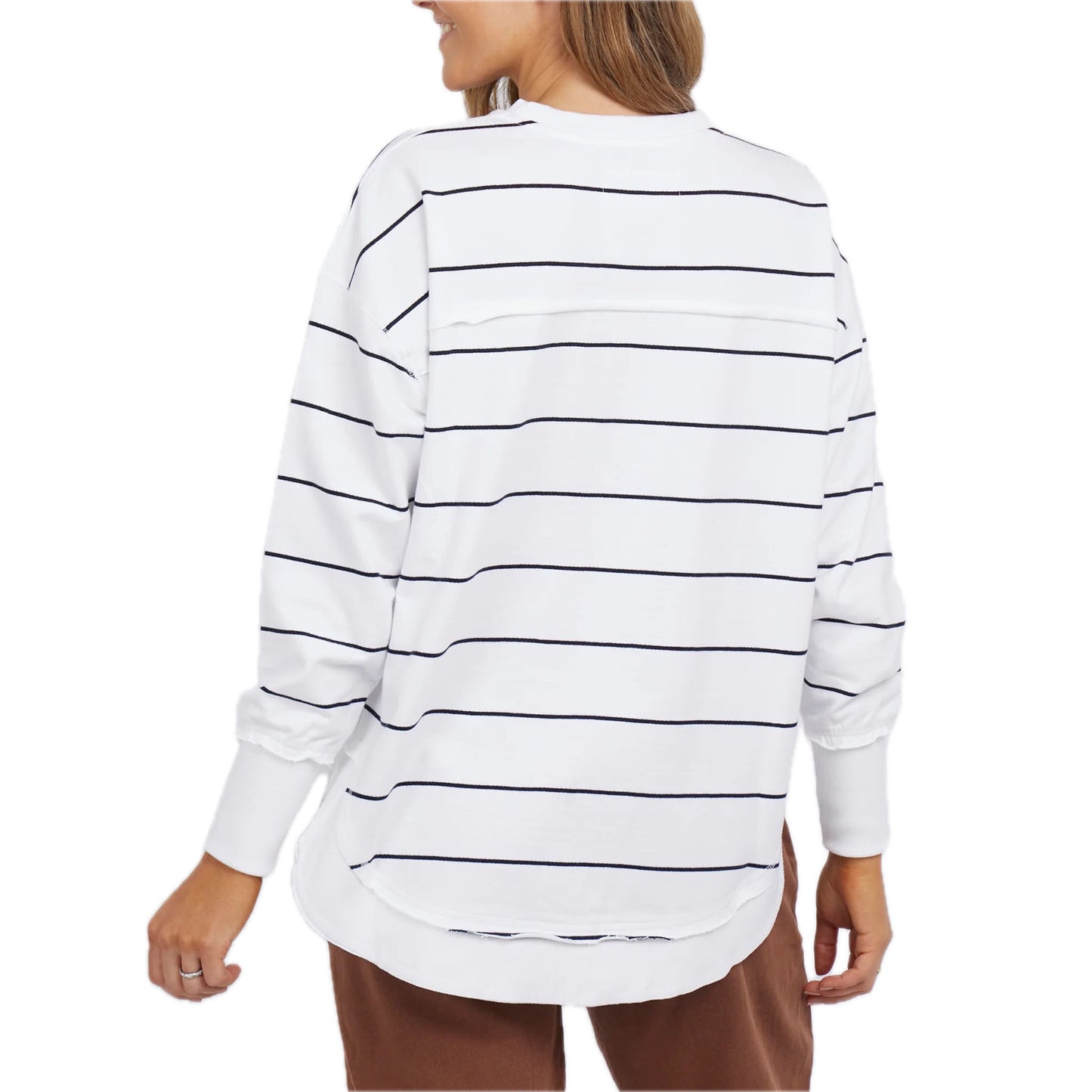 Foxwood Simplified Crew - White Navy Stripe
