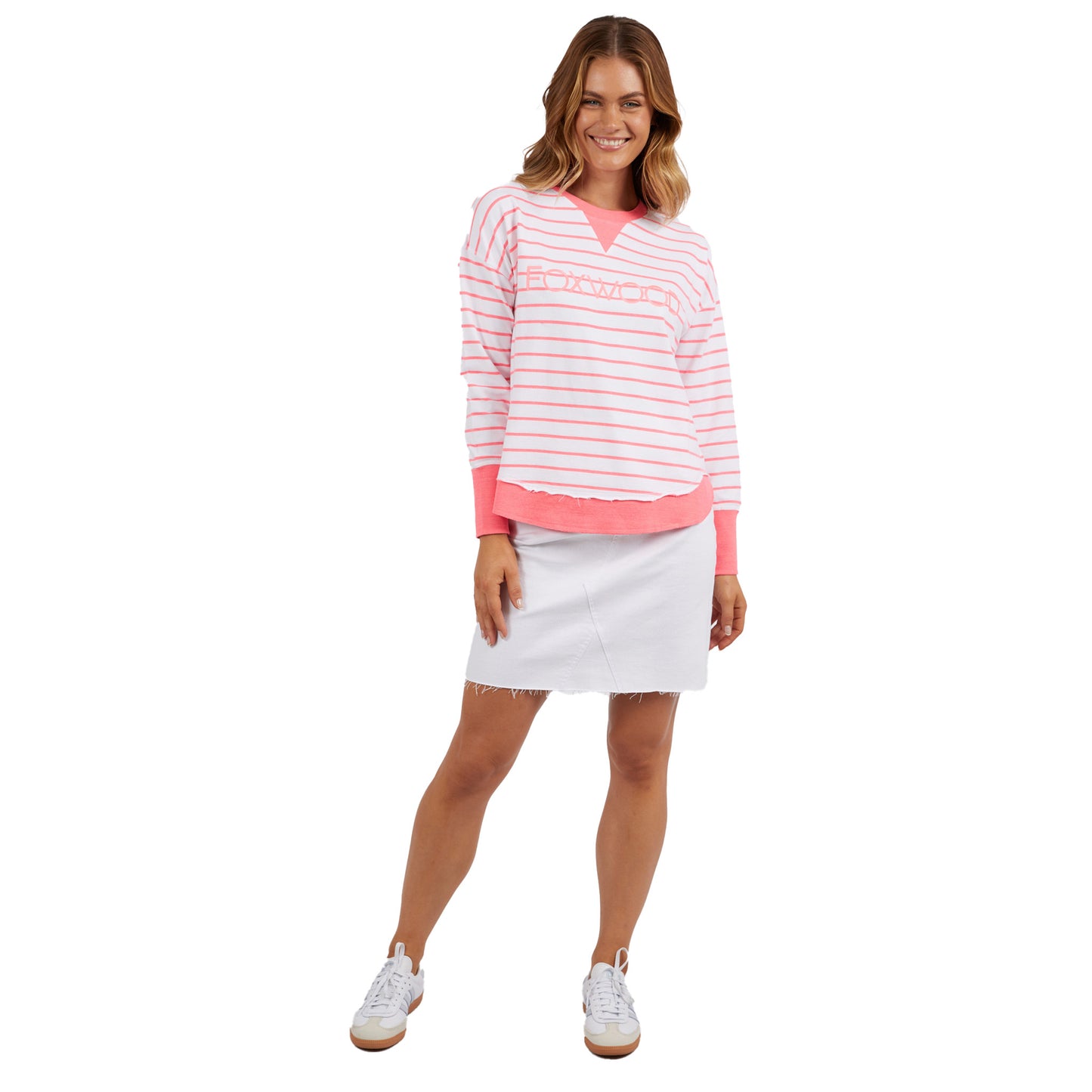 Foxwood Simplified Crew - Neon Pink Stripe