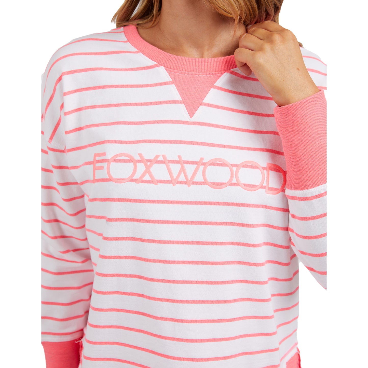 Foxwood Simplified Crew - Neon Pink Stripe