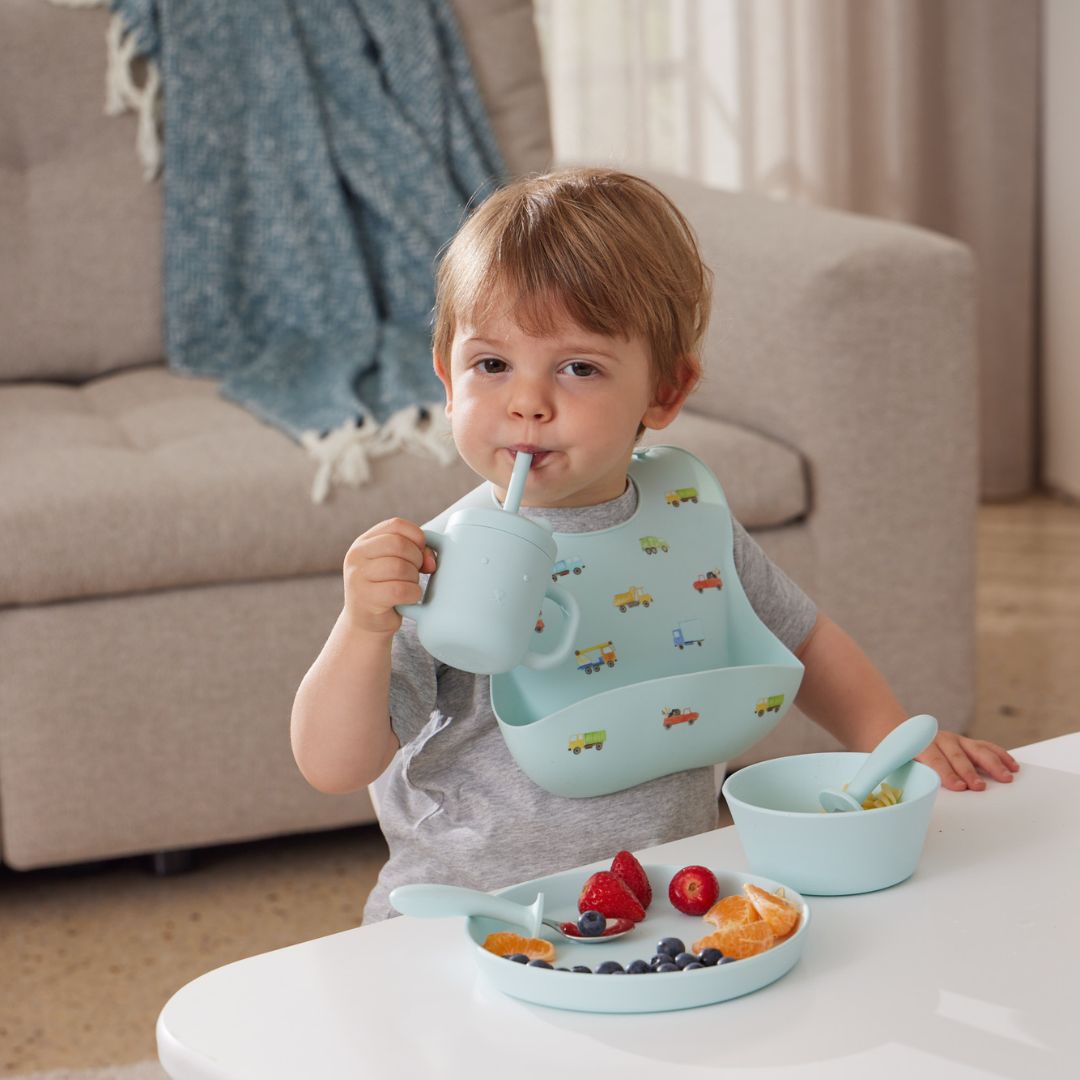 Riley Silicone Sippy Cup with Straw – Blue