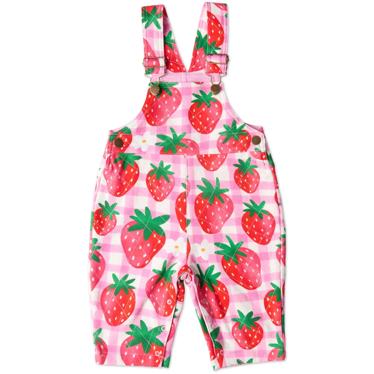 Strawberry Jam Organic Cotton Quilted Fleece Overalls