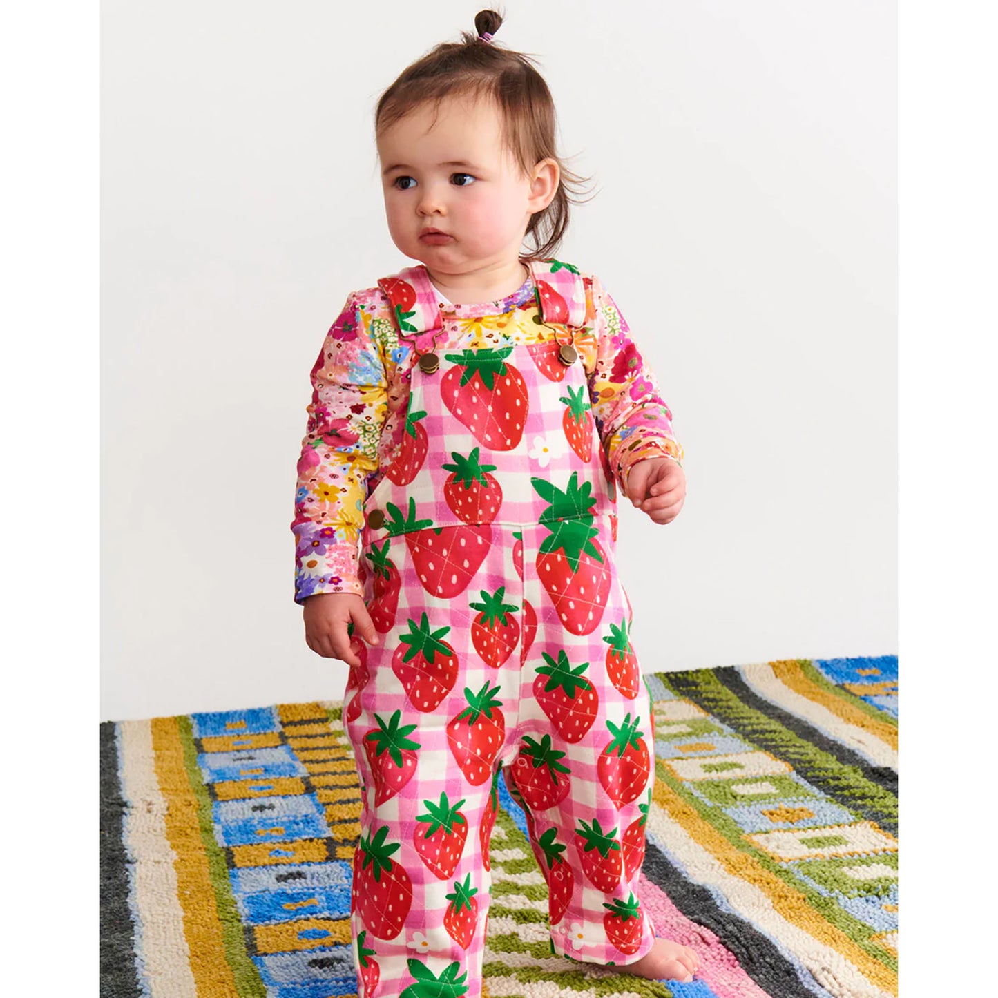 Strawberry Jam Organic Cotton Quilted Fleece Overalls