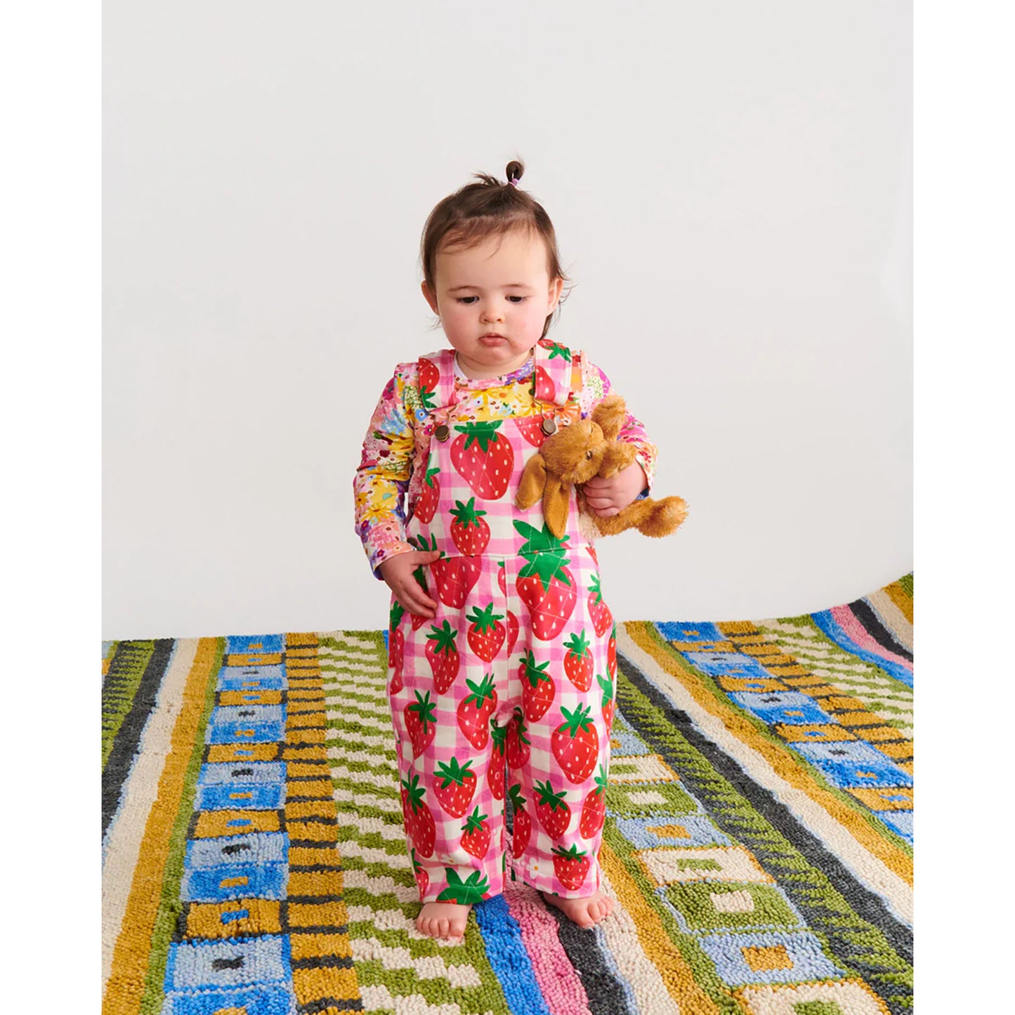 Strawberry Jam Organic Cotton Quilted Fleece Overalls