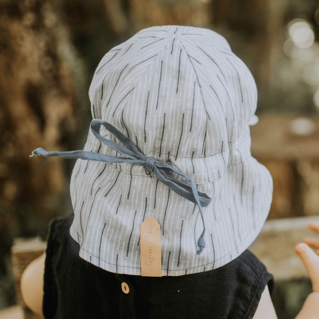 'Lounger' Baby Reversible Flap Sun Hat - Sprig / Steele