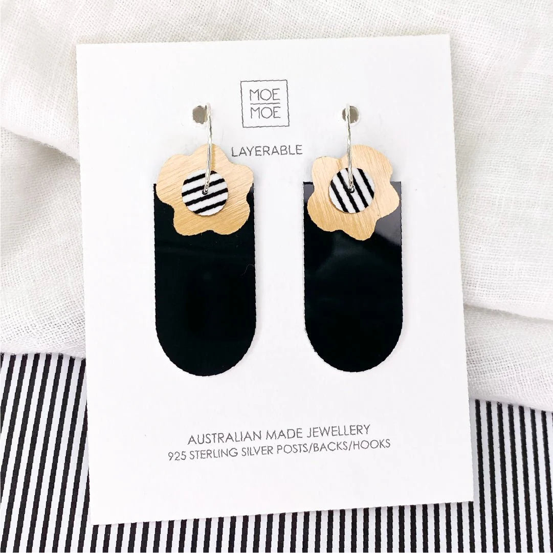 LUXE Ahoy Layered Floral Tab Hoop Earrings
