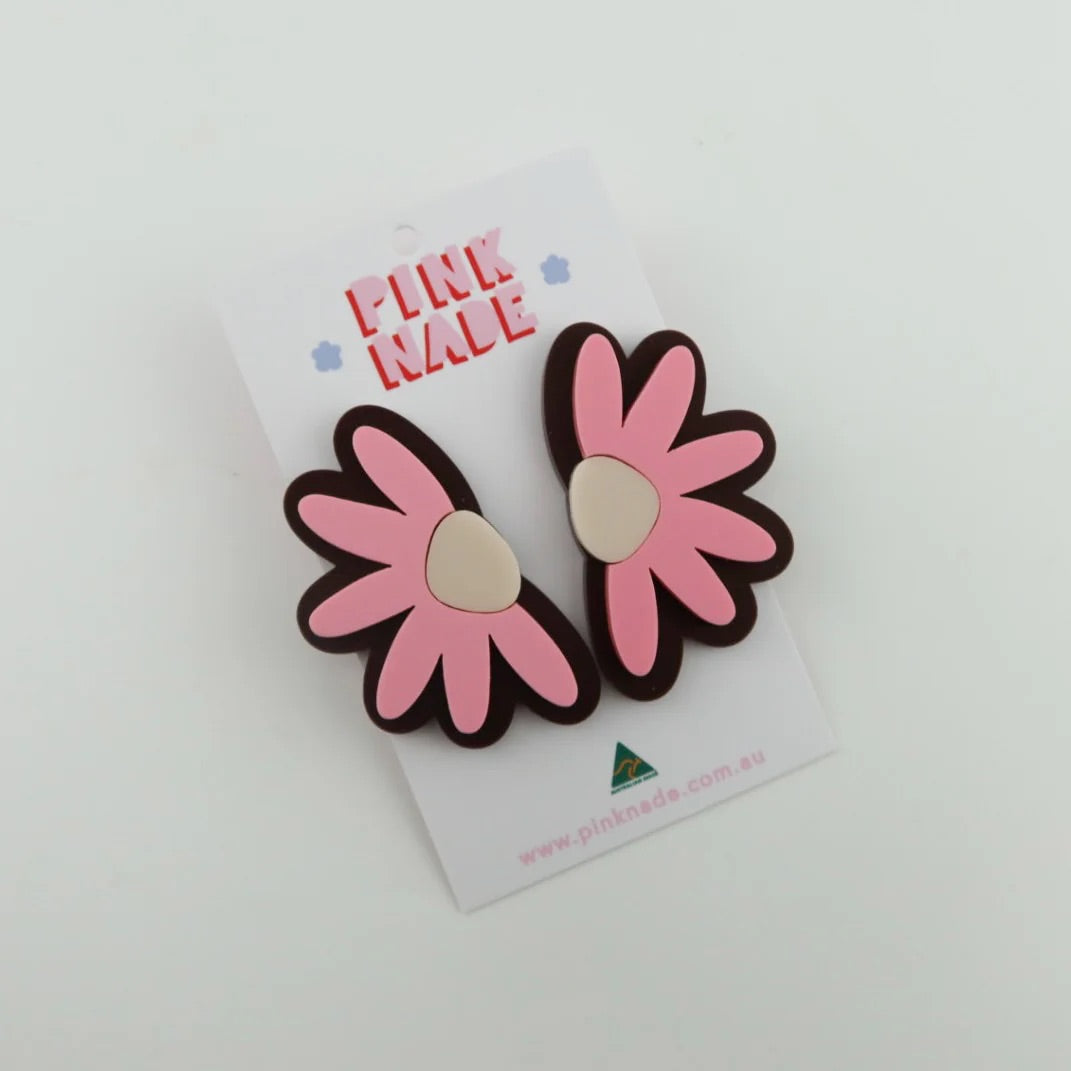 Ella Chocolate/Pink/Cream Dangle Earrings