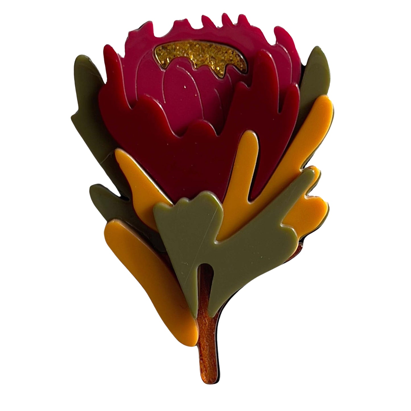 Iris Red Waratah Brooch