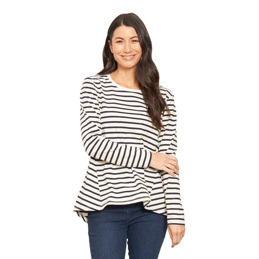 Sydney Long Sleeve Top - Blue & White Stripe