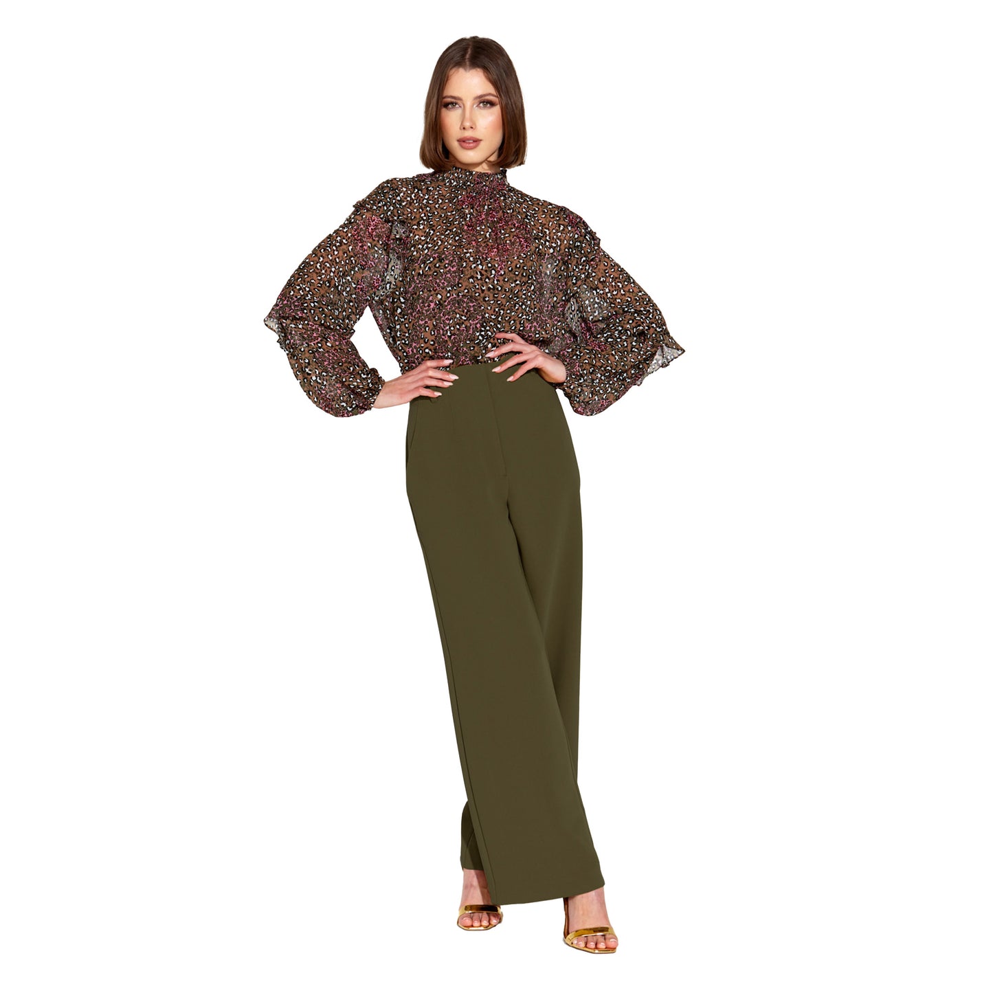 Untamed Ruffle Blouse - Animal Print