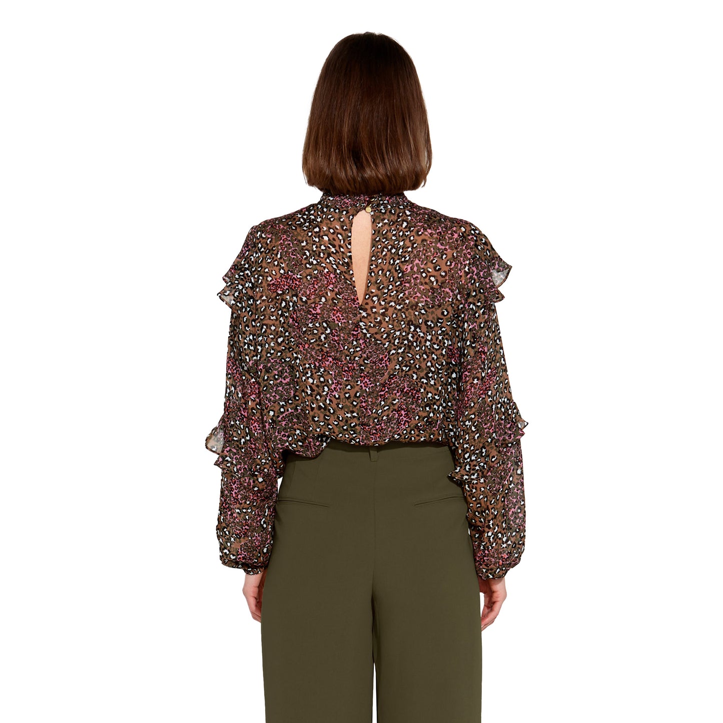 Untamed Ruffle Blouse - Animal Print
