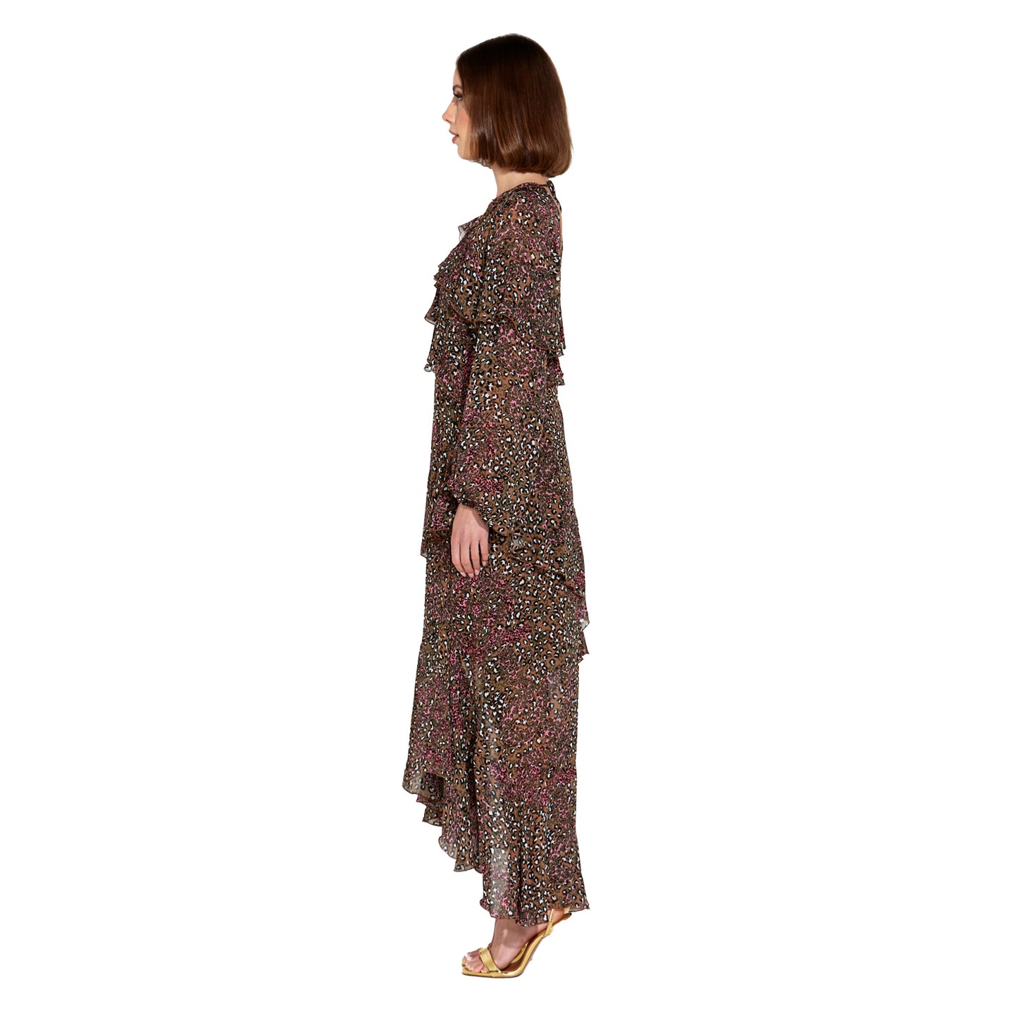 Untamed Ruffle Midi Dress - Animal