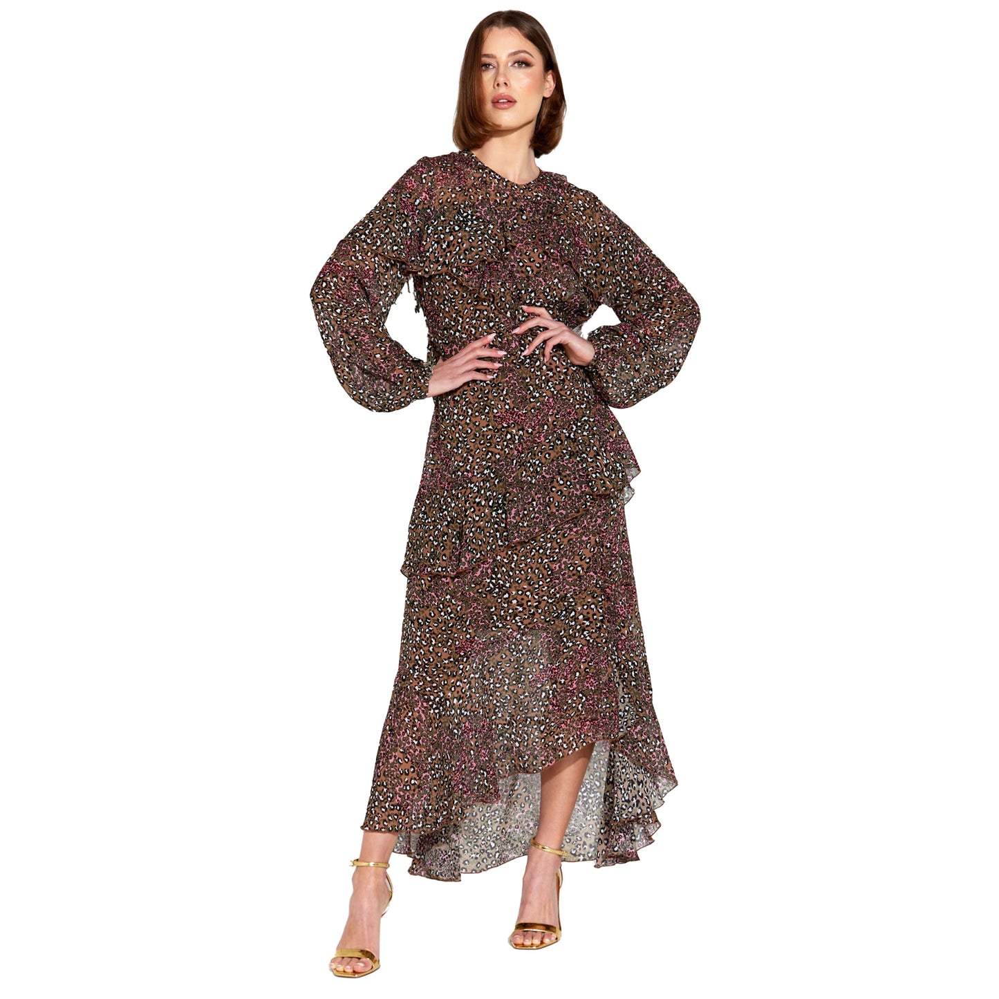 Untamed Ruffle Midi Dress - Animal