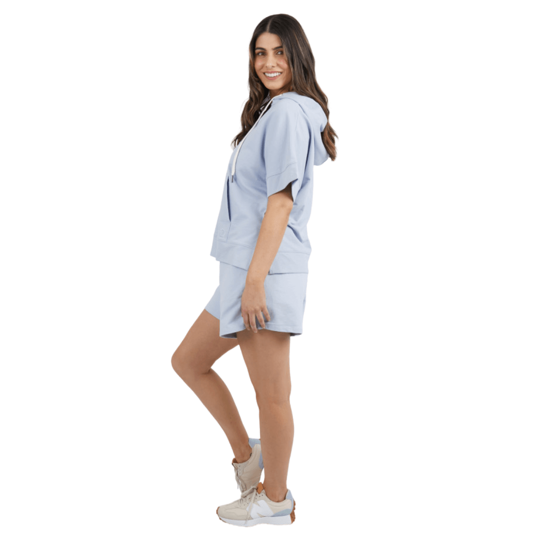 The Barre Hoody from Foxwood Leisure is a cosy and fresh short sleeve fleece that features a flattering V neck with drawcord hood and the ideal weight to go to-for your day-to-day activities. Available in store and online and Not Plain Jane.
