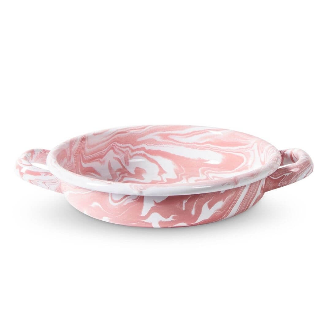 Pink Marble Enamel Plate 2P Set