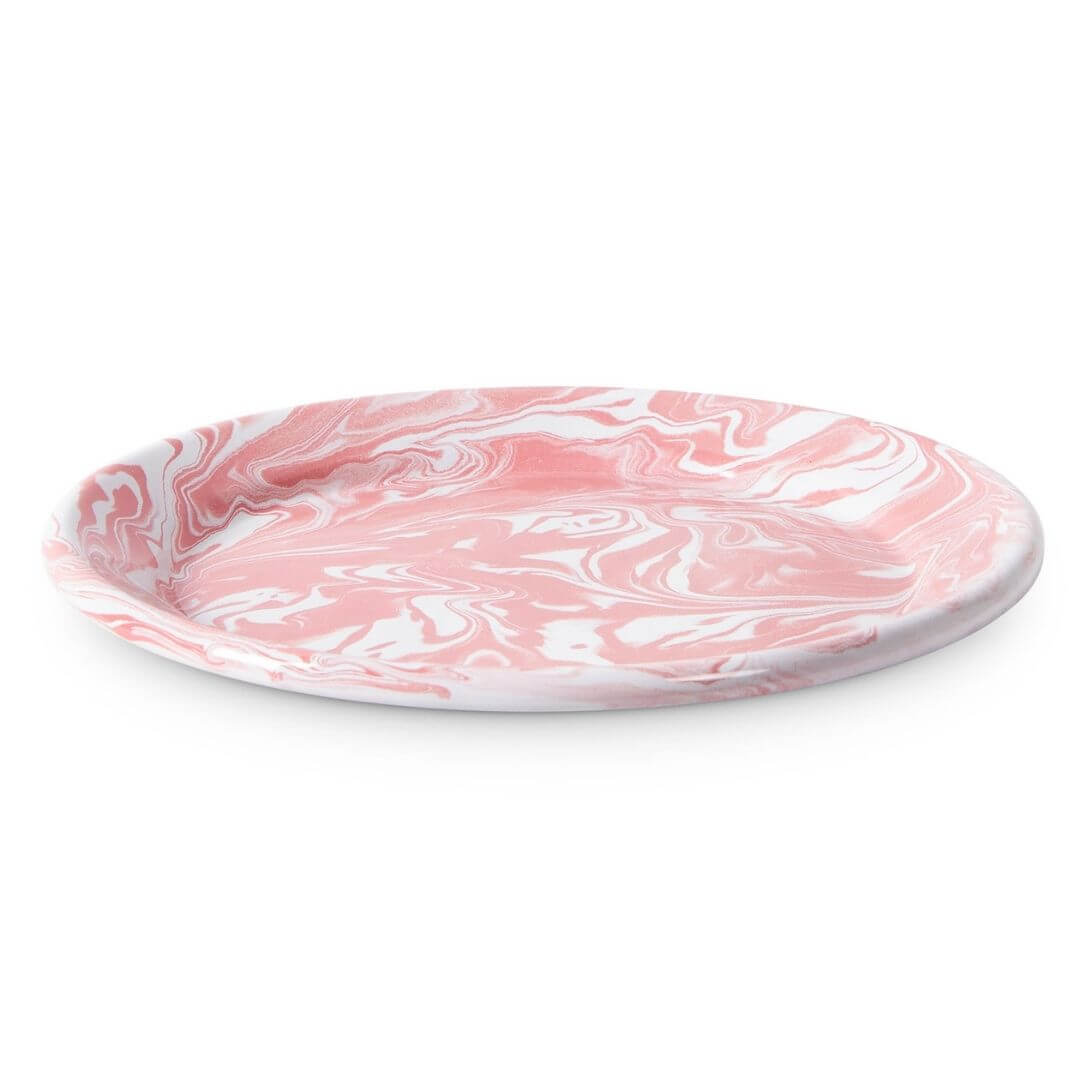 Pink Marble Enamel Plate - Set of 2