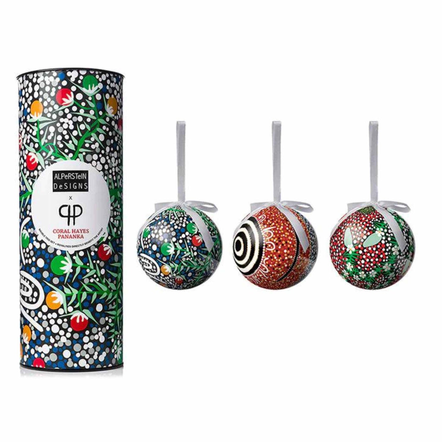 Aboriginal Art Christmas Baubles - Coral Hayes Pananka - Set of 3