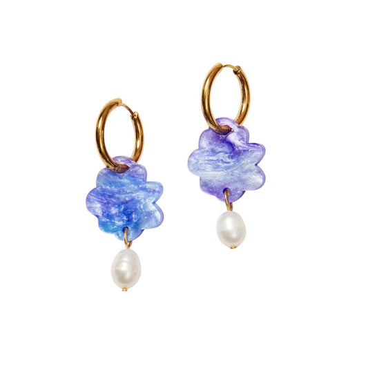 Cloud & Pearl Earrings - Lilac