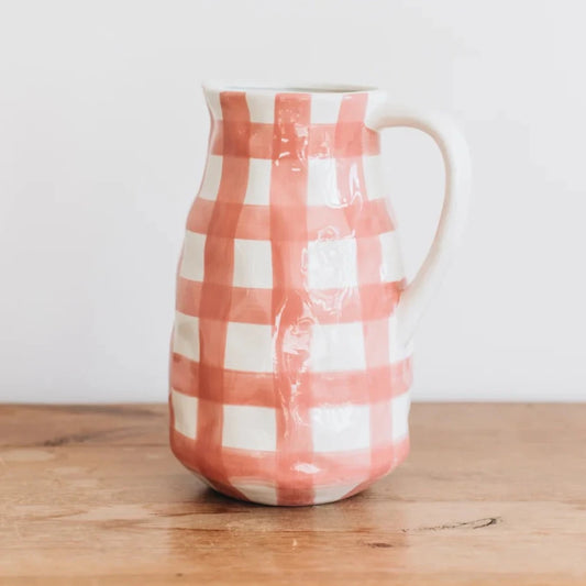 Pink Gingham Jug - Large