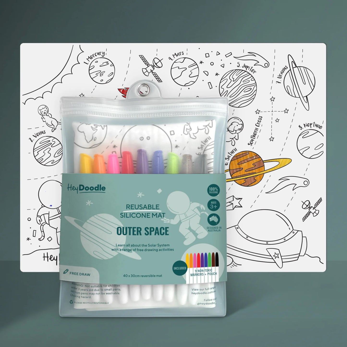 Hey Doodle - Reusable Colouring Mat - Outer Space