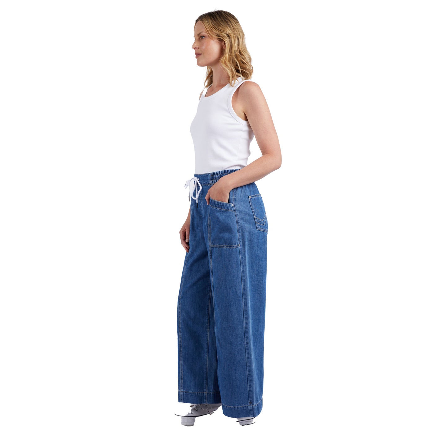 Alora Wide Leg Jean - Mid Blue