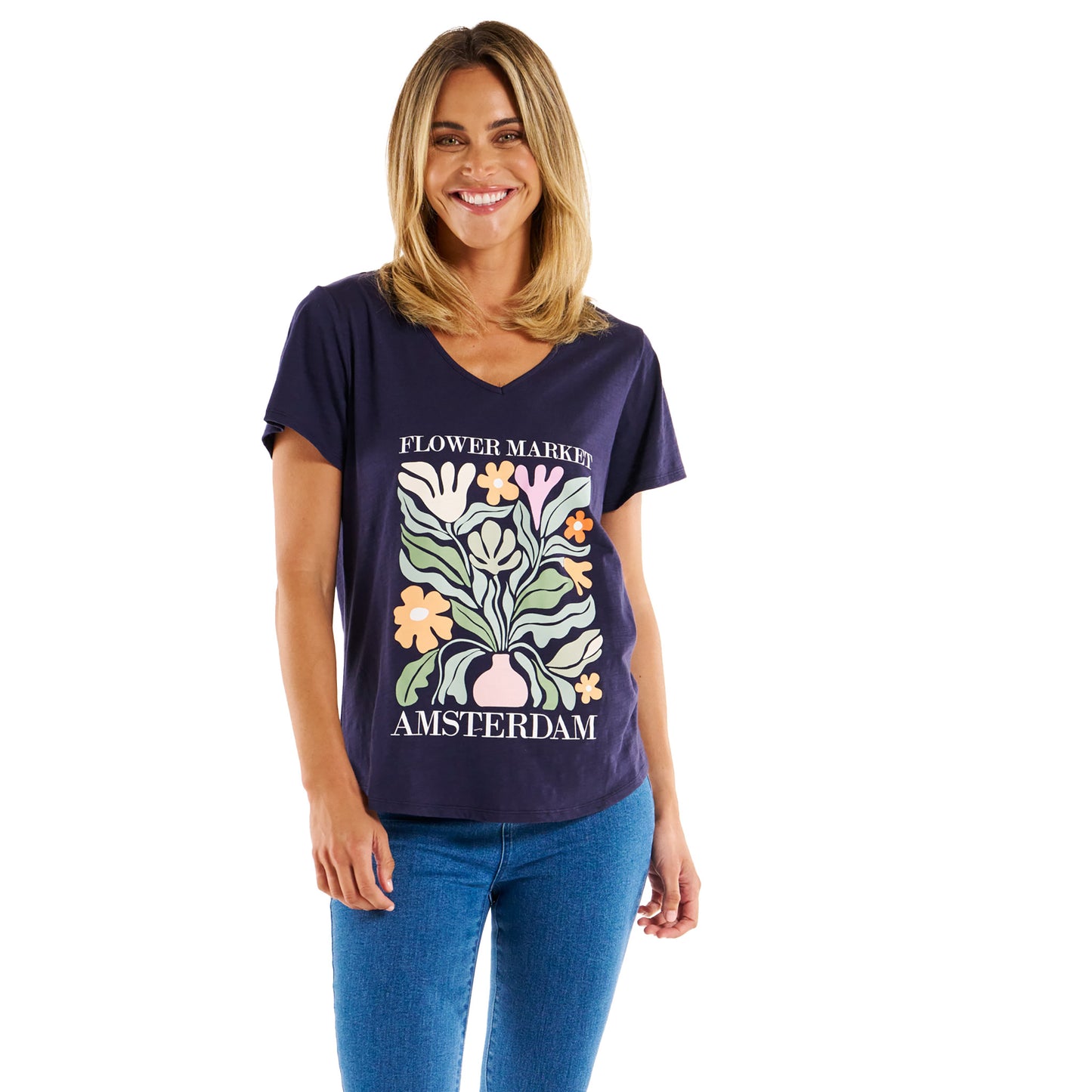 Amber Print Tee - Flower Market