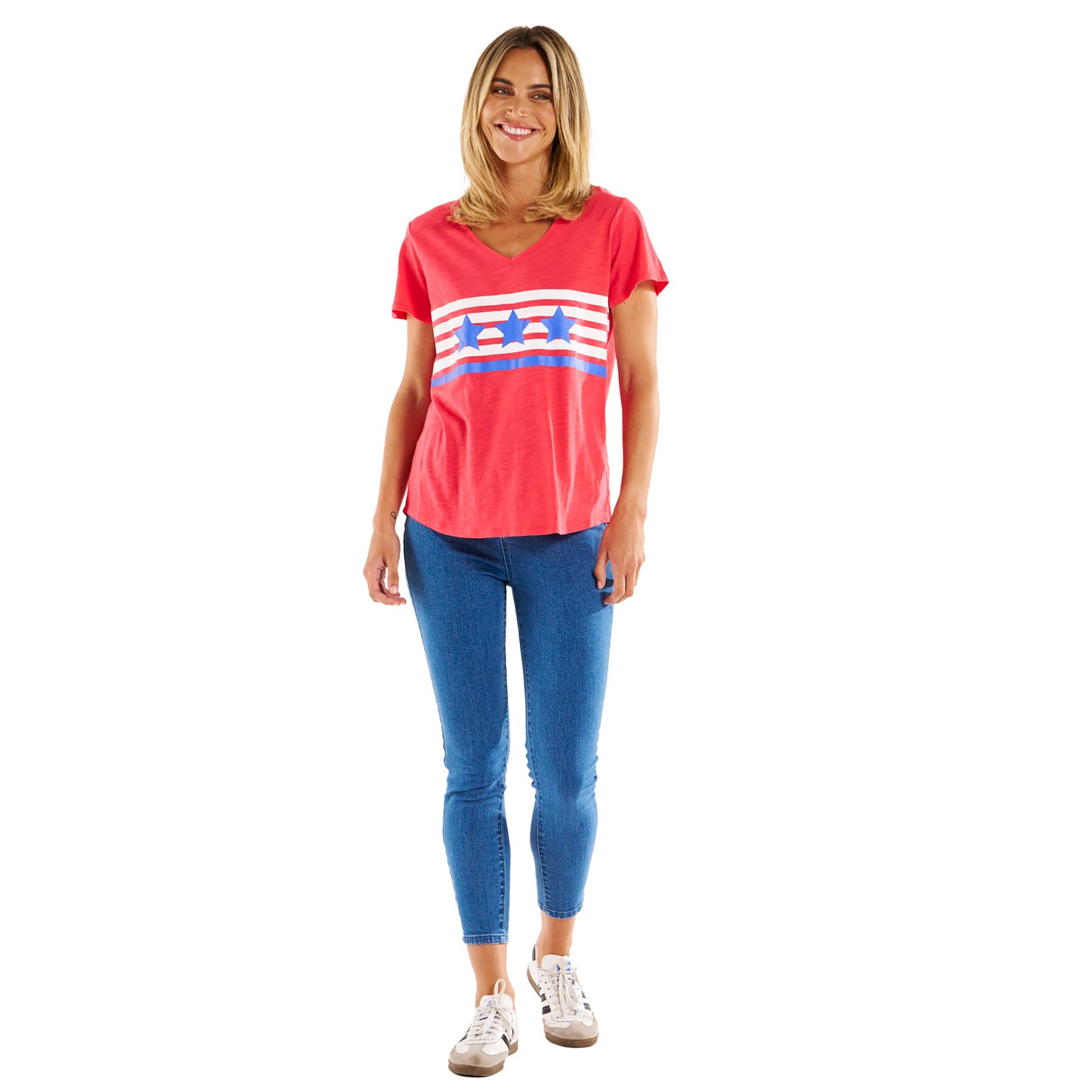 Amber Print Tee - Star Race Stripe